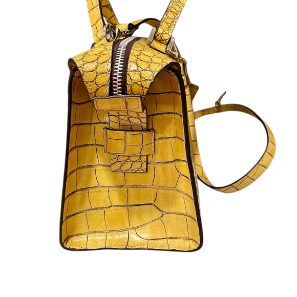 EUC J. Peterman Yellow Leather Croc Embossed Handbag - Picture 7 of 14